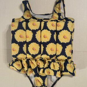 Like New One piece cute flower swimsuit with 8 flotation all around Size 4/5